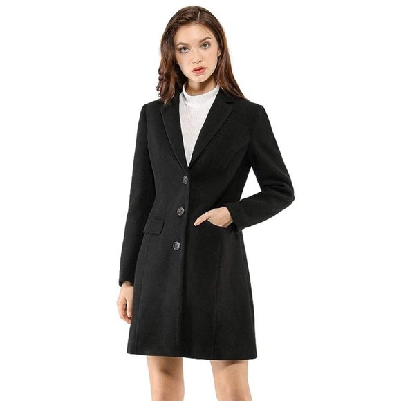 Allegra K Notched Lapel Single Breasted Longline Coat S *NWT* - Picture 2 of 6